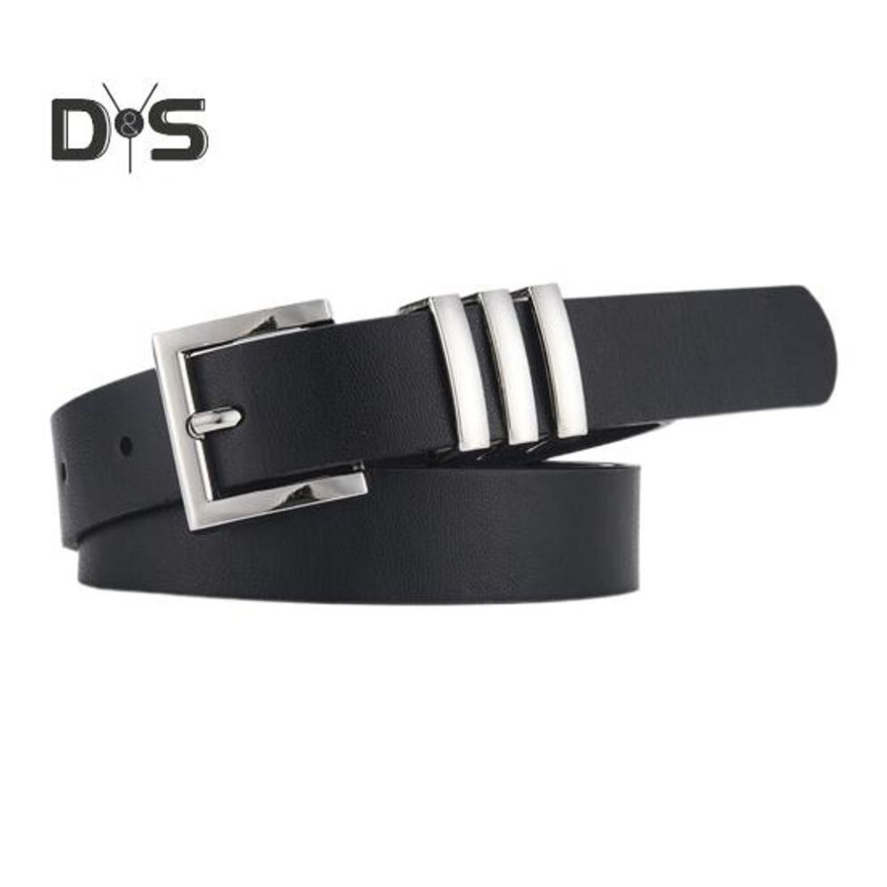 (black) Faux Leather Jeans Belt Women Multi Holes Adjustable Metal Buckle Waist Belt Shirts Dresses Shorts Waistband