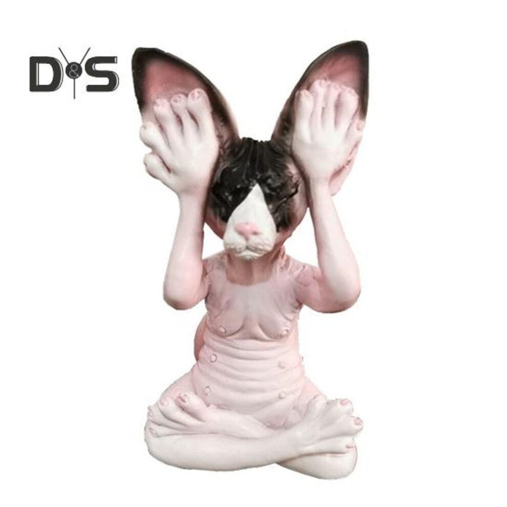 (as the picture, A) Meditation Cat Figurine Resin Buddha Hairless Cat Ornaments Sit in Meditation Zen Cat Sculpture Home Decor Gift for Meditation Enthusiasts