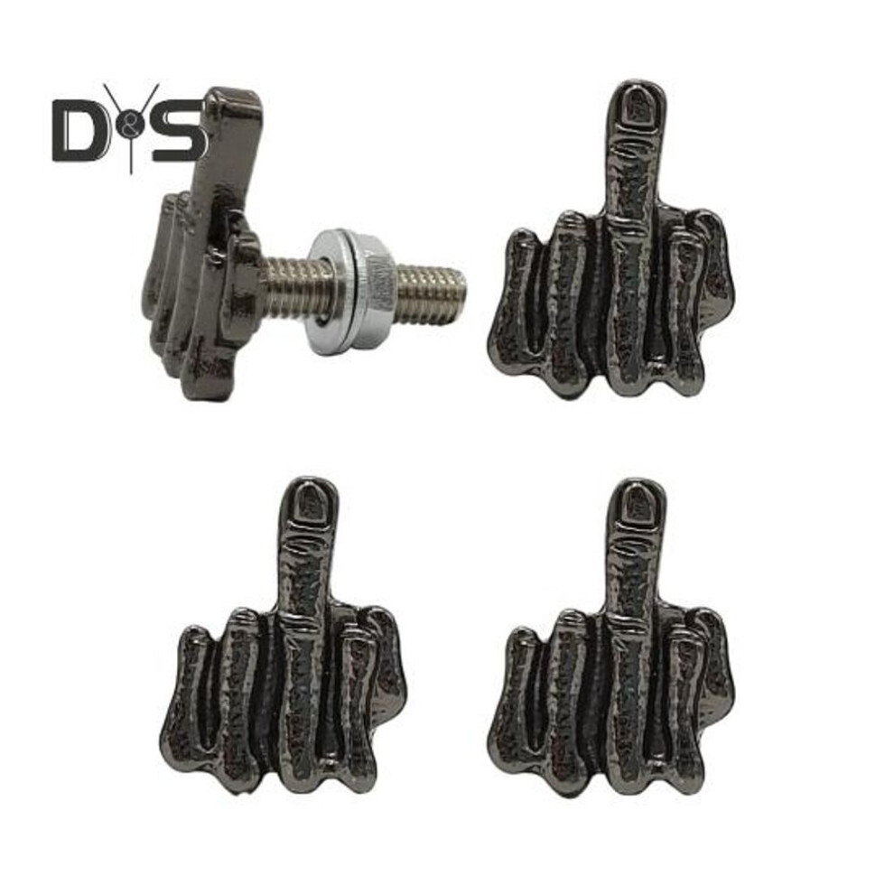 (black) 4pcs Middle Finger License Plate Screws Universal M6x18mm Metal Motorcycle Car Bolts With Nuts Anti-theft Rustproof Hardware For Auto Bumper &