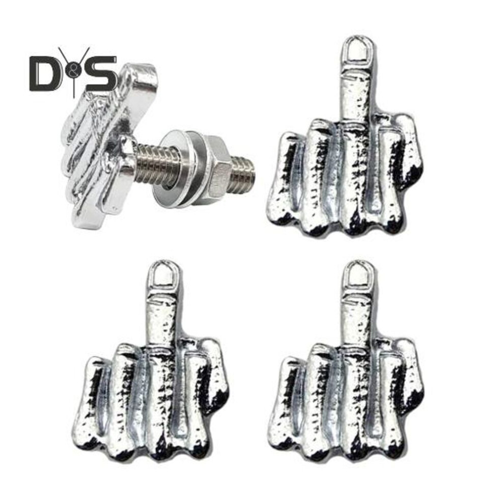 (silver) 4Pcs Middle Finger License Plate Screws Universal M6x18mm Metal Motorcycle Car Bolts with Nuts Anti-Theft Rustproof Hardware for Auto Bumper &