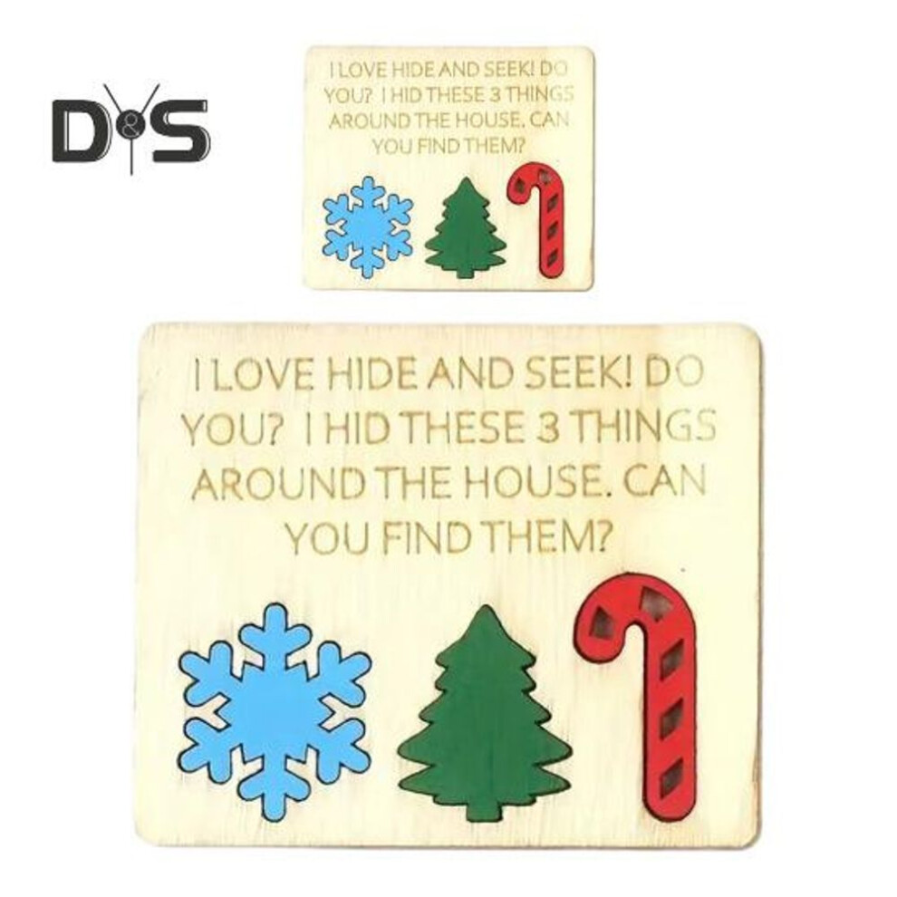 (as the picture, Sets) 2 Pcs Hide And Seek Set Christmas Wooden Family Game Toy Interactive Xmas Hide And Seek Blocks For Home Festival Party Games