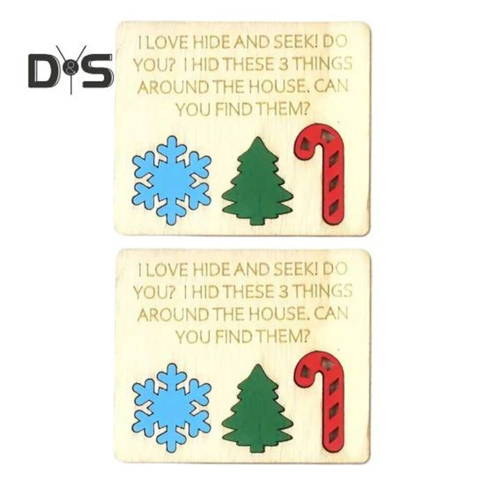 (as the picture, B) 2 Pcs Hide And Seek Set Christmas Wooden Family Game Toy Interactive Xmas Hide And Seek Blocks For Home Festival Party Games