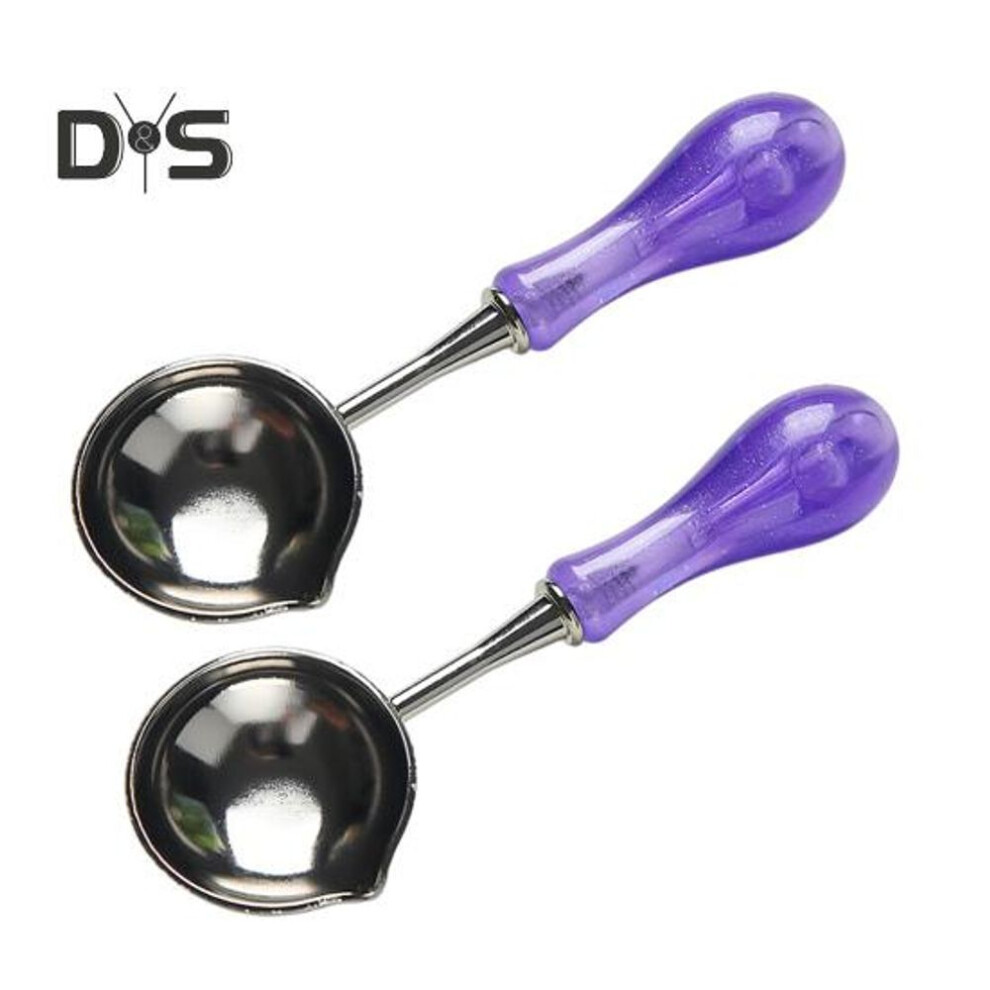 (purple) 2pcs Wax Seal Stamp Spoon Sealing Wax Melting Spoon Heat-resistant Vintage Envelope Diy Craft Wedding Party Invitations Wax Stamp Warmer Spoon