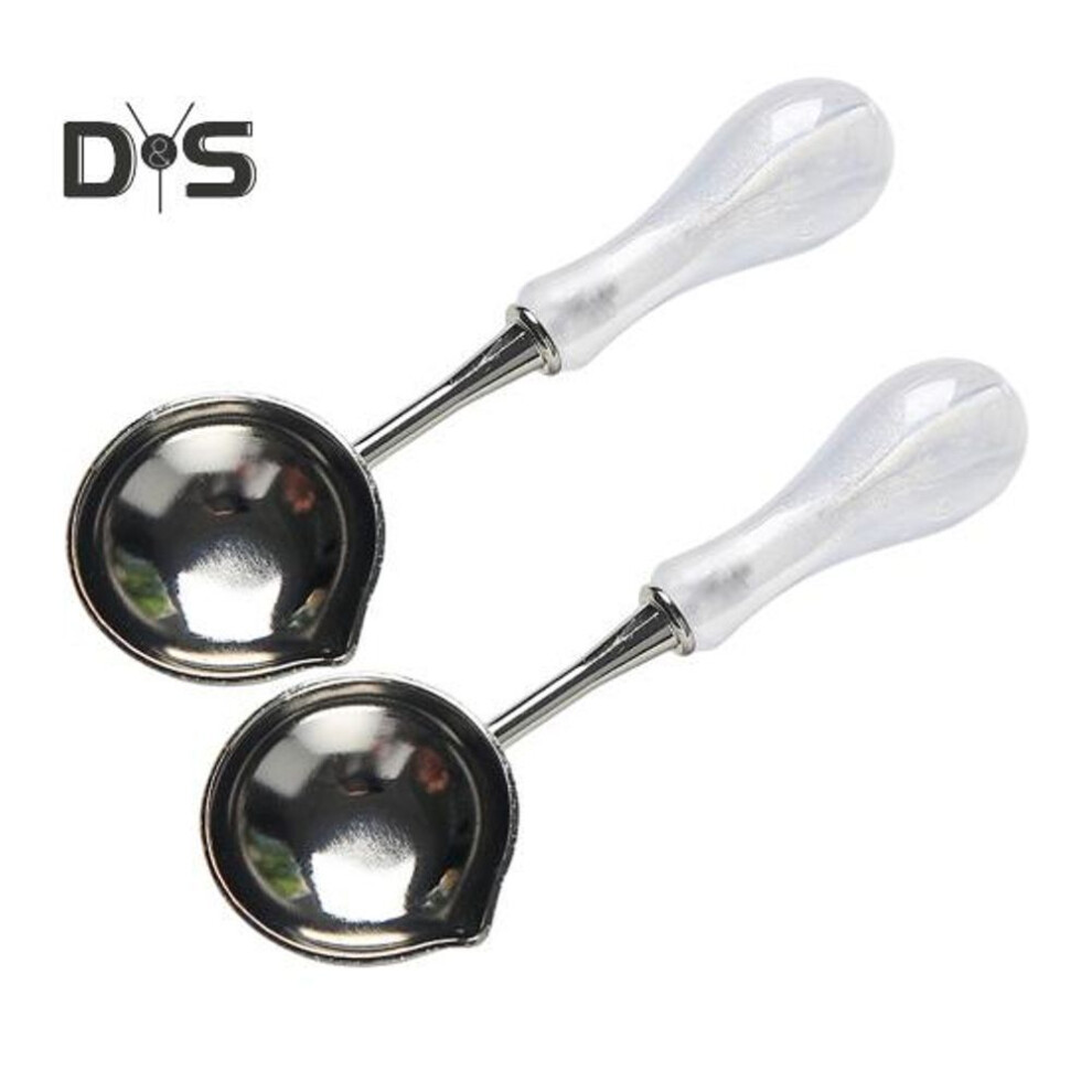 (white) 2pcs Wax Seal Stamp Spoon Sealing Wax Melting Spoon Heat-resistant Vintage Envelope Diy Craft Wedding Party Invitations Wax Stamp Warmer Spoon