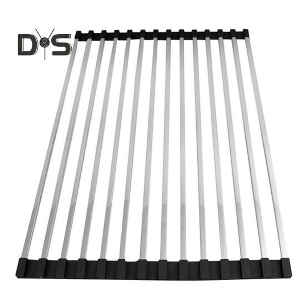(black, C) Roll-up Dish Drying Rack Stainless Steel Drain Rack For Kitchen Counters Heat Resistant Non-slip Foldable Sink Rack Mat Kitchen Organization Stand