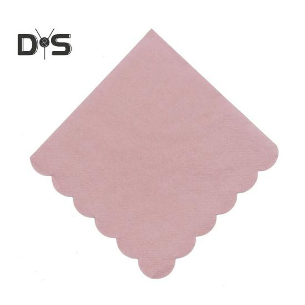 (pink) 100 Sheets 25cm Scalloped Cocktail Napkin 2 Layers Thick Square Disposable Baby Shower Wedding Birthday Party Dessert Beverage Dinner Paper Napkin