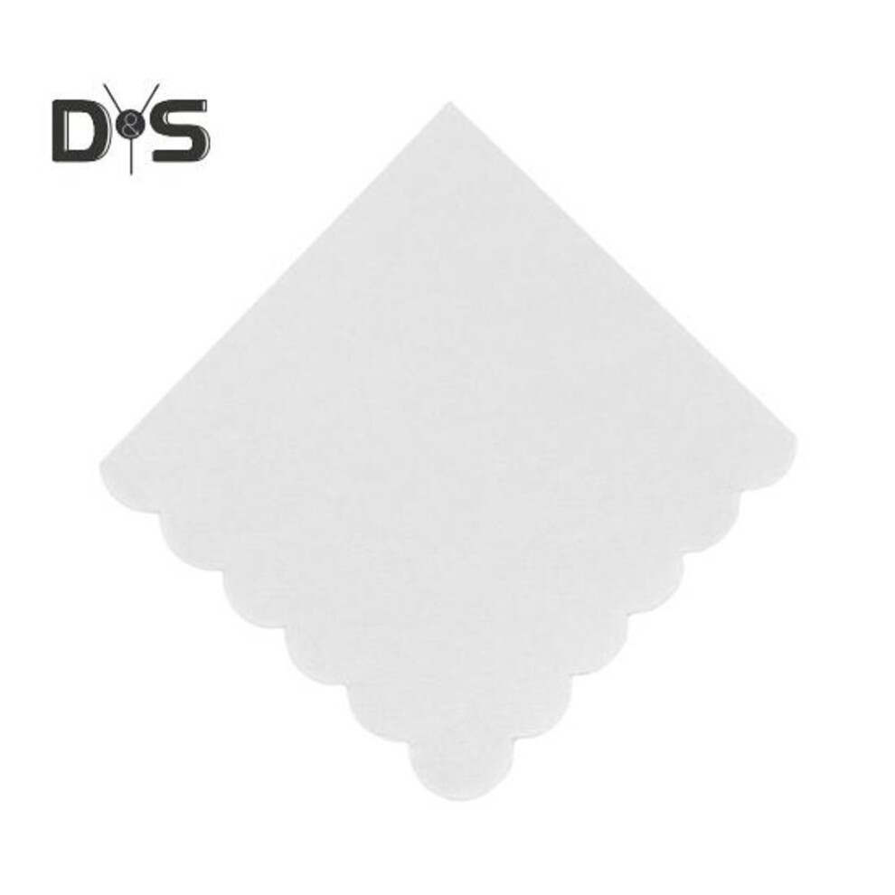 (white) 100 Sheets 25CM Scalloped Cocktail Napkin 2 Layers Thick Square Disposable Baby Shower Wedding Birthday Party Dessert Beverage Dinner Paper Napkin