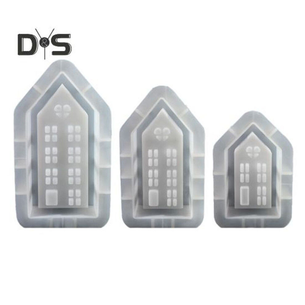 (as the picture, set) Silicone House Candle Molds for Soy Wax Candles And Soap Making Easy Removal House Shape Plaster Casting Molds for Christmas Birthdays