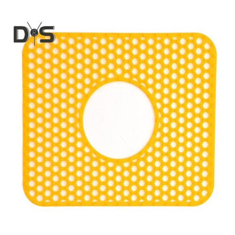 (lemon yellow) Silicone Sink Mat with Center Drain Heat-Resistant Flexible Non-Slip Design Easy to Clean Reusable Sink Protector Mat