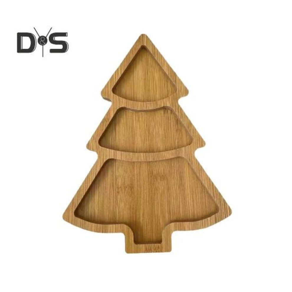 (as the picture, 3Grids) Christmas Tree Shaped Tray Wooden Charcuterie Dessert Boards Steak Dinner Plate Safe Easy To Clean Serving Platter For Parties Events