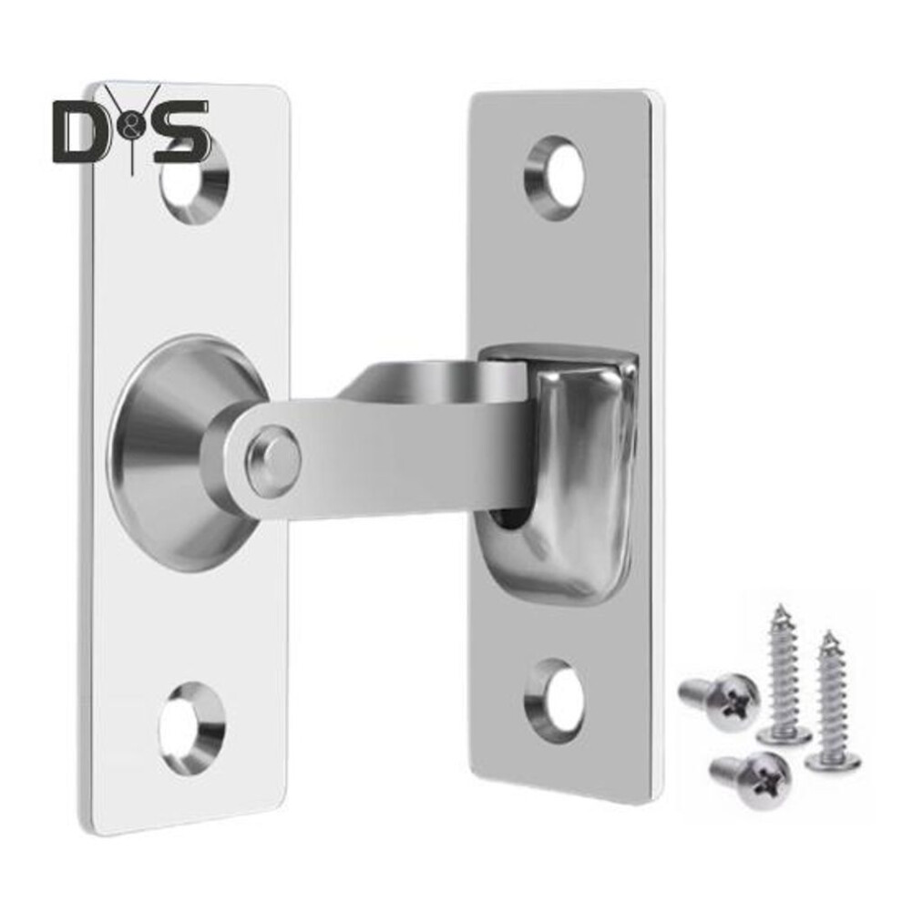 (silver, S) Door Hasp Latch Rustproof Corrosion Resistant Easy Assembly Mini Size 90-degree Door Latch Sliding Door Lock Latch