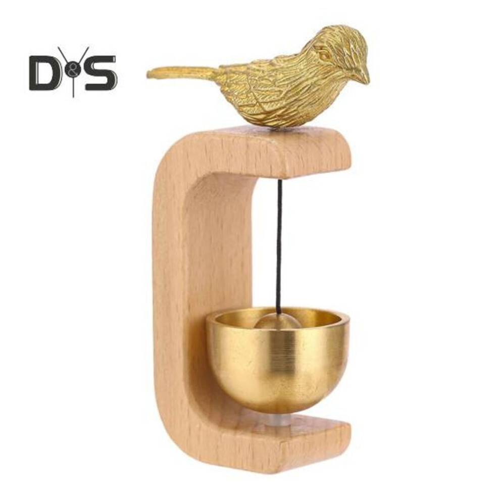 (as the picture, C) Wood Brass Shopkeepers Bell With Golden Bird Loud Sound Front Door Hanging Bell Wind Chime Magnetic Door Opening Doorbell Home Office Shop Entrance