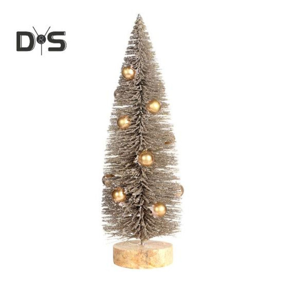 (as the picture, S) Christmas Tree Ornament Miniature Snow Frosted Xmas Tree Figurine Artificial Pine Needles Tree Desktop Decoration For House Office Party Decor