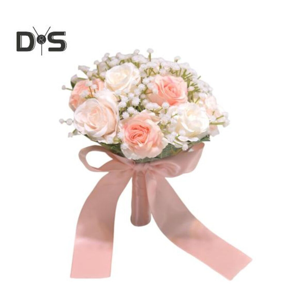 (as the picture, B) Bridal Bouquet Outdoor Wedding Bridesmaid Bouquet Artificial Rose Flowers For Wedding Ceremony Bridesmaids Anniversary Decor