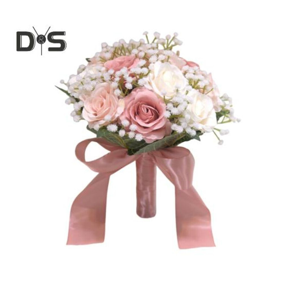 (as the picture, A) Bridal Bouquet Outdoor Wedding Bridesmaid Bouquet Artificial Rose Flowers for Wedding Ceremony Bridesmaids Anniversary Decor