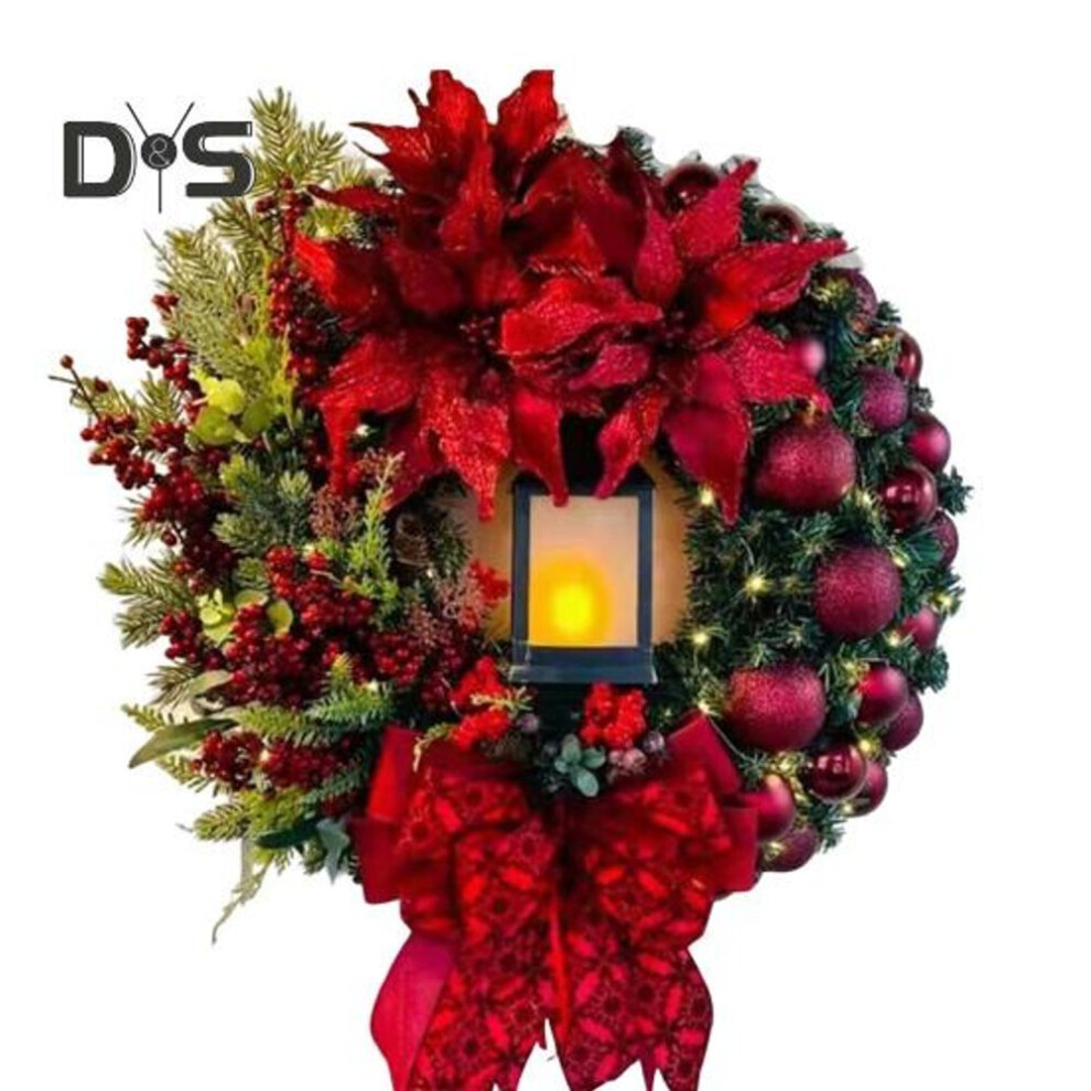 (red, B) Lighted Nativity Scene Christmas Wreath Light Up Holy Family Jesus Figurine Wreath with LED Lights Winter Holiday Front Door Garland for Farmhouse