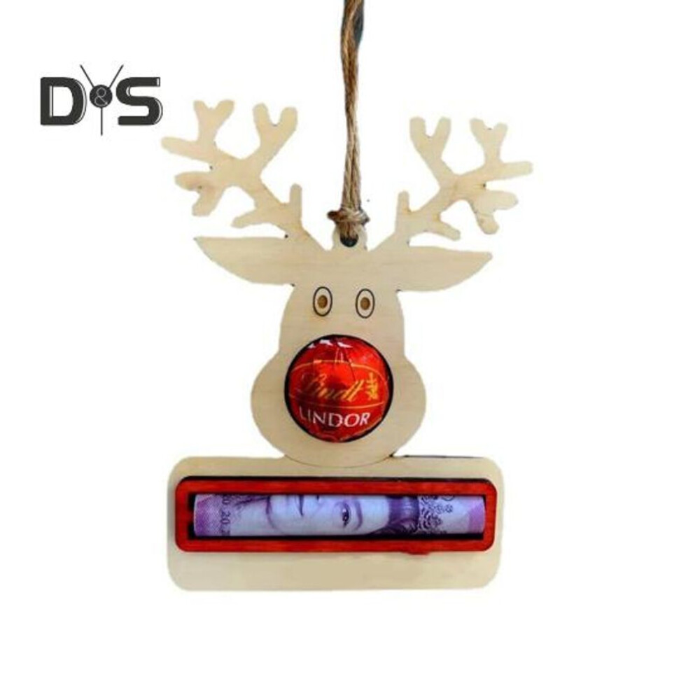 (as the picture, A) 1/8pcs Christmas Money Holder Handmade Wooden Money Clip Pendant Xmas Tree Hanging Ornaments Money Dispenser For Cash Gift