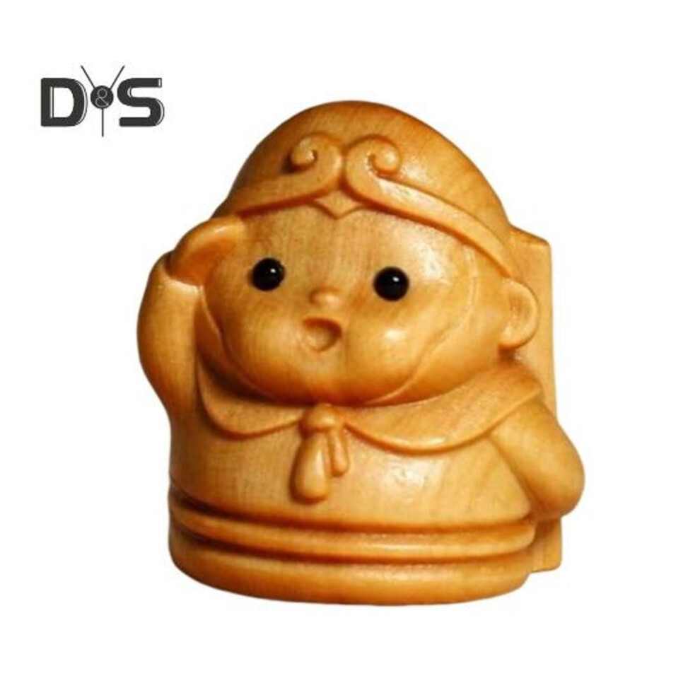 (as the picture, B) Wooden Sun WuKong Figurine Uncolored Mini Journey to The West Quartet Statue Handmade Tabletop Decor for Home Office
