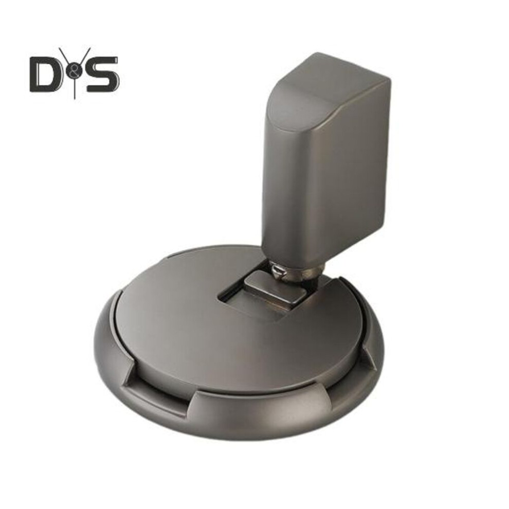 (grey) Magnetic Door Stopper Wall Protector Heavy Duty Zinc Alloy Adjustable Adhesive No Drilling Anti-collision Floor Mount Door Catch Doorstop
