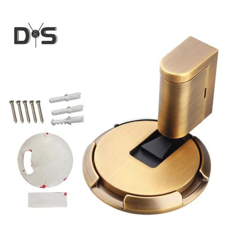 (yellow) Magnetic Door Stopper No Drilling Silent Floor Door Stop with Screws Adhesive Adjustable Mechanical Magnetic Door Stopper for Home Safety