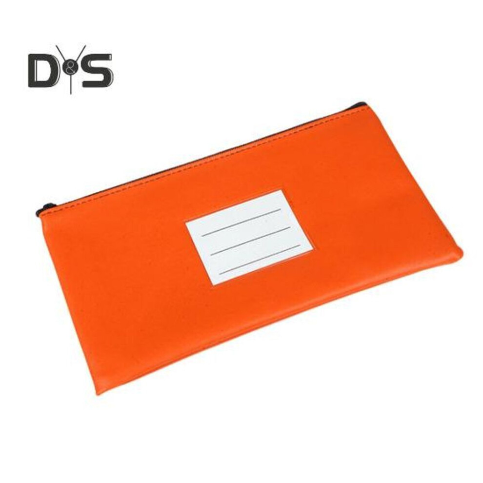 (red,orange) Bank Wallet Zipper Bag Zipper Closure Faux Leather Pockets Cash Cards Keys Storage Pouch Office Supplies