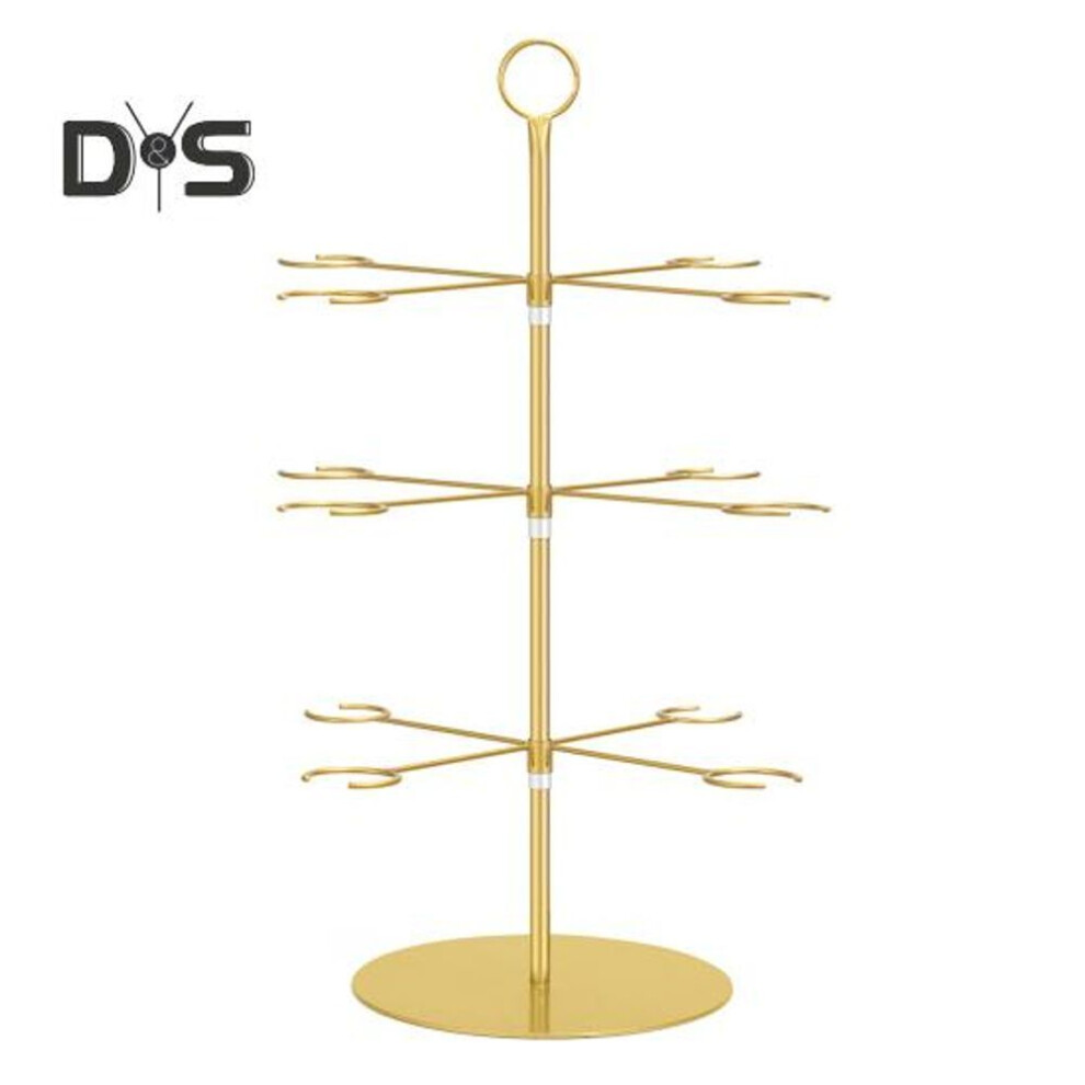 (golden) Metal Champagne Tower Stand 3 Tier Wine Glass Display Rack for Party Holds 12 Glasses Stable Design Prevents Spillage Cocktail Tree Stand for