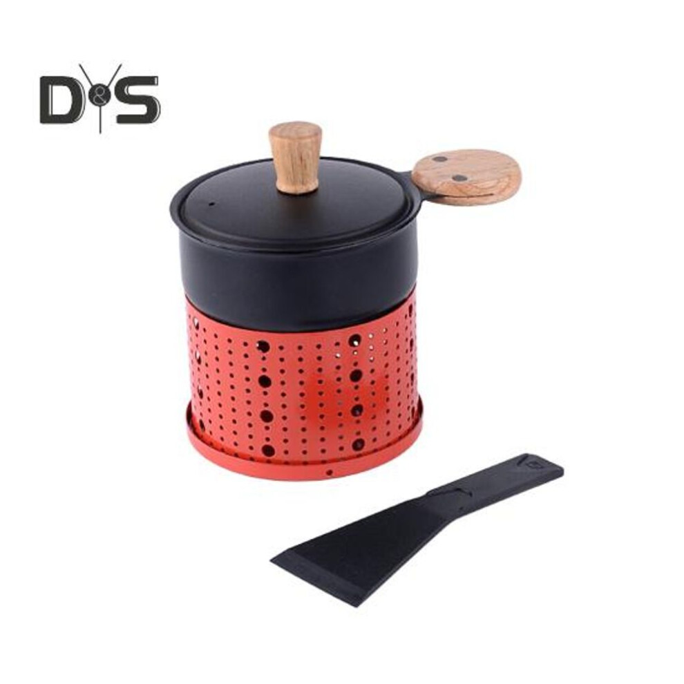 (red) Portable Cheese Oven with Candle Holder Spatula Space-Saving Simple Elegant Cheese Melter Multi-Functional Hot Pot Frying Pan