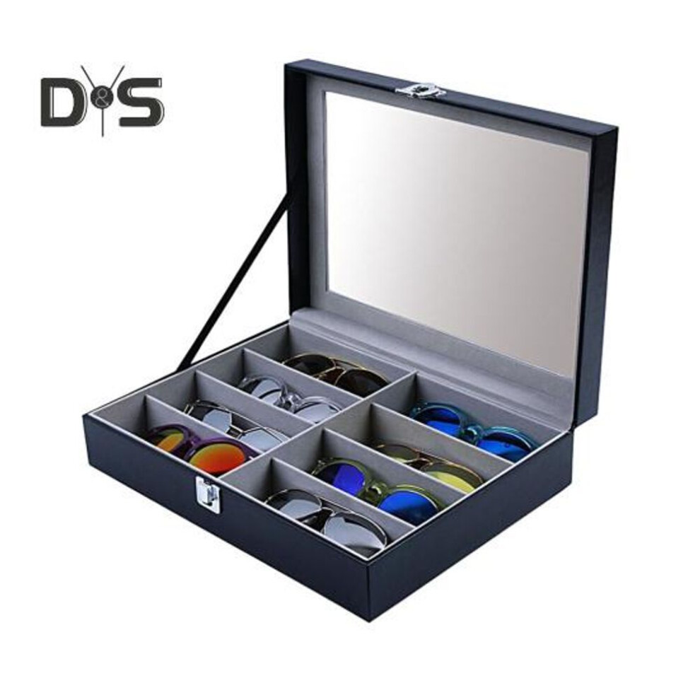 (grey) Sunglasses Organizer Glasses Display Case Large Capacity Waterproof Velvet Lining Sunglass Hard Shell Storage Box