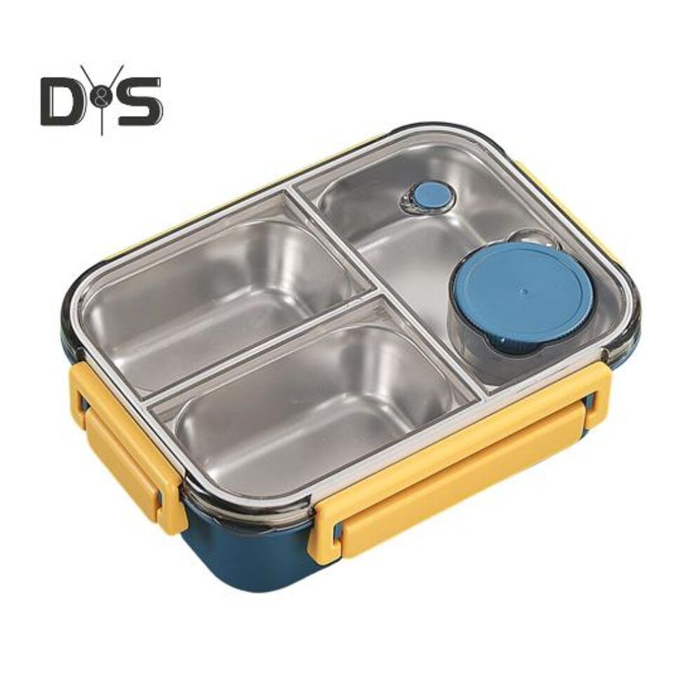 (blue) 850ml Lunch Box Stainless Steel Bento Box For Adults Leakproof Stackable Lunch Container With Divided Compartments Easy To Carry Meal Prep Container