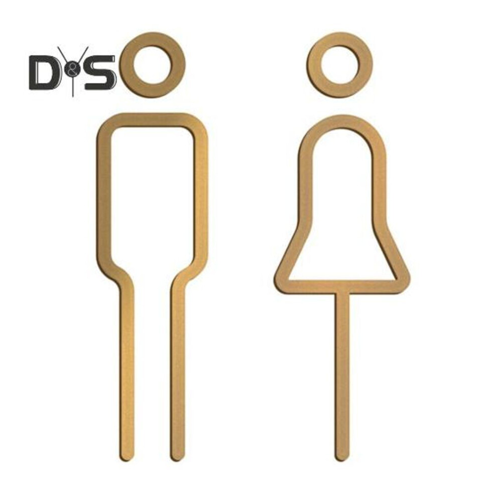 (golden) 3D Acrylic Bathroom Toilet Sign Toilet Men Women Restroom Door Sign Business Restaurant Office Hotel Washroom Wall Identification Sign