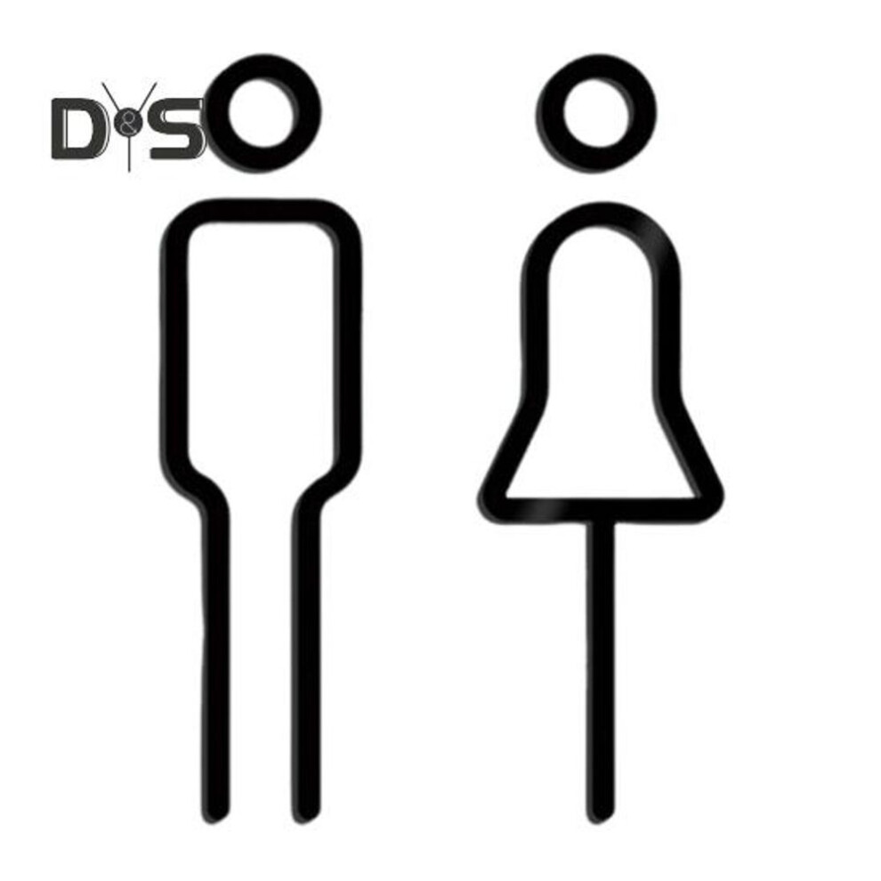 (black) 3D Acrylic Bathroom Toilet Sign Toilet Men Women Restroom Door Sign Business Restaurant Office Hotel Washroom Wall Identification Sign