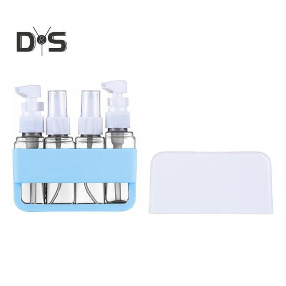 (blue) 4Pcs/Set 50ML Travel Refillable Bottle Portable Leak Proof Reusable Lotion Shampoo Cosmetic Press Spray Dispenser Bottle Empty Toiletries Container
