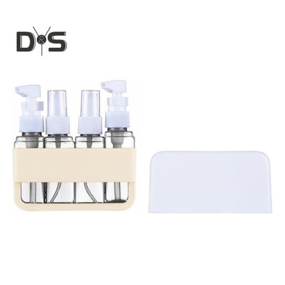 (beige) 4pcs/set 50ml Travel Refillable Bottle Portable Leak Proof Reusable Lotion Shampoo Cosmetic Press Spray Dispenser Bottle Empty Toiletries Container