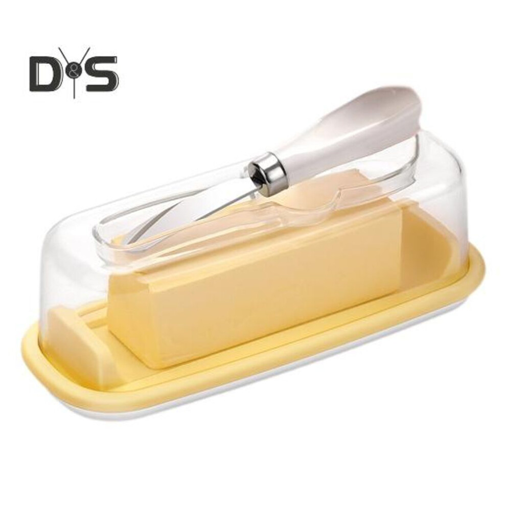Large Airtight Butter Dish with Lid And Cutter Spreader for Eastern Western European Butter Sealed Butter Keeper Tray for Countertop Fridge