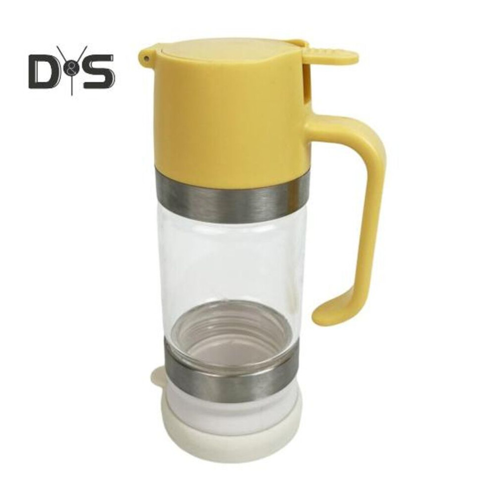 (yellow) Glass Bottle Honey Syrup Dispenser Food Grade Bpa Free Leakproof Glass Honey Dispenser Pot Syrup Storage Bottle With Handle
