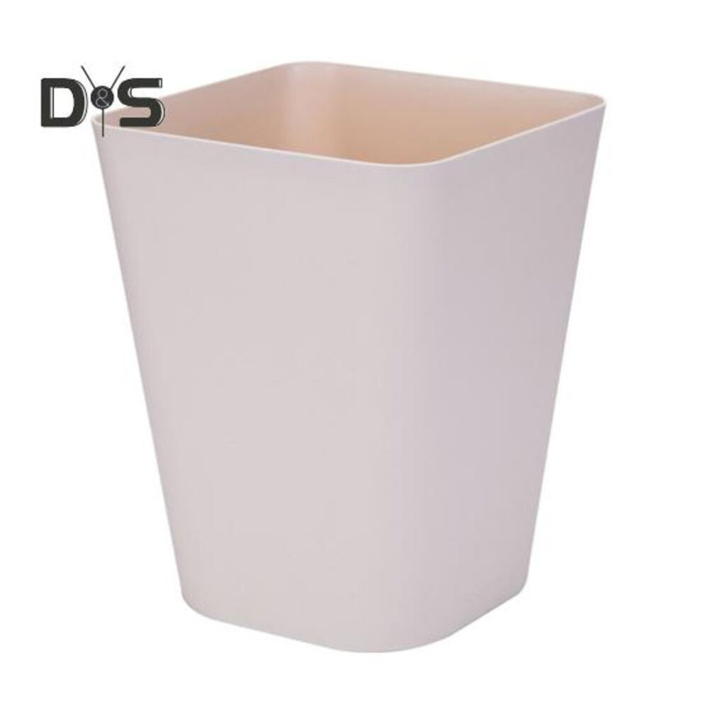(khaki) Small Waste Basket Trash Can Large Capacity Solid Color Easy to Clean Indoor Outdoor Plastic Garbage Bin