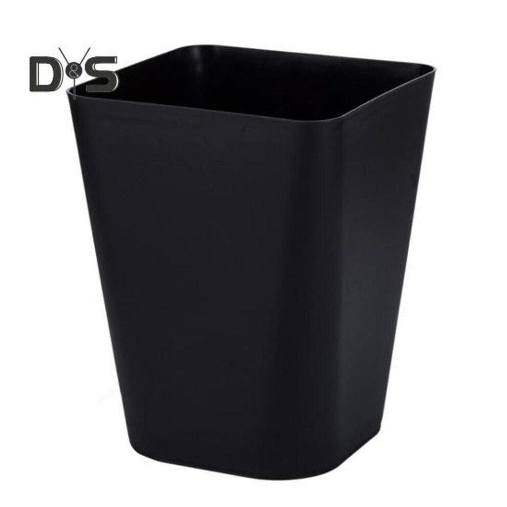 (black) Small Waste Basket Trash Can Large Capacity Solid Color Easy to Clean Indoor Outdoor Plastic Garbage Bin