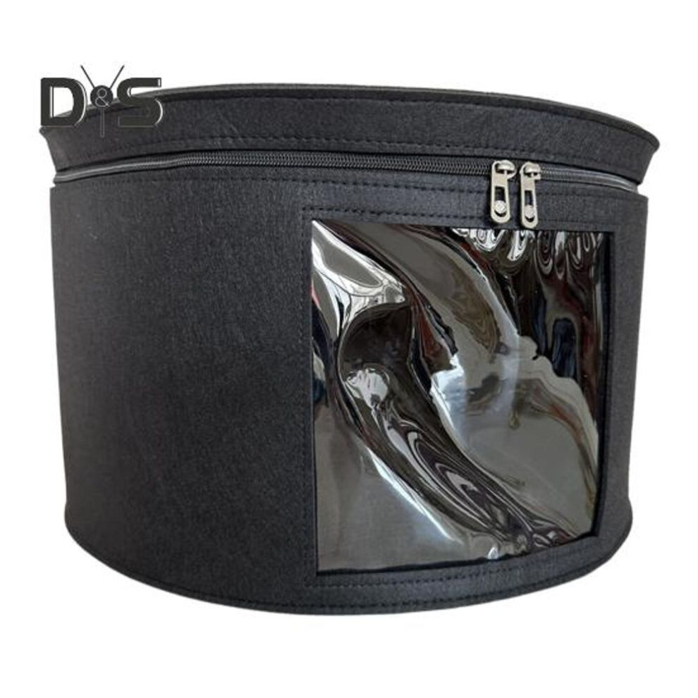 (black, L) Hat Storage Bucket Organizer Transparent Design Zipper Closure Large Capacity Cowboy Hat Organizer Case With Handle