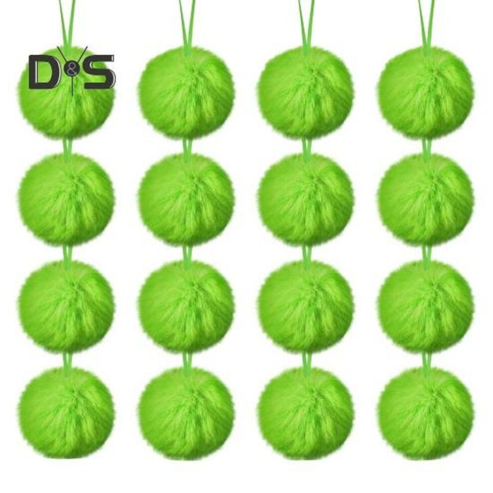 (green, 16pcs) 12/16 Pcs Christmas Hanging Ornaments 6cm Green Fuzzy Balls Bow Decor Lightweight Reusable Christmas Tree Decoration Pendant Holiday Decor Gifts