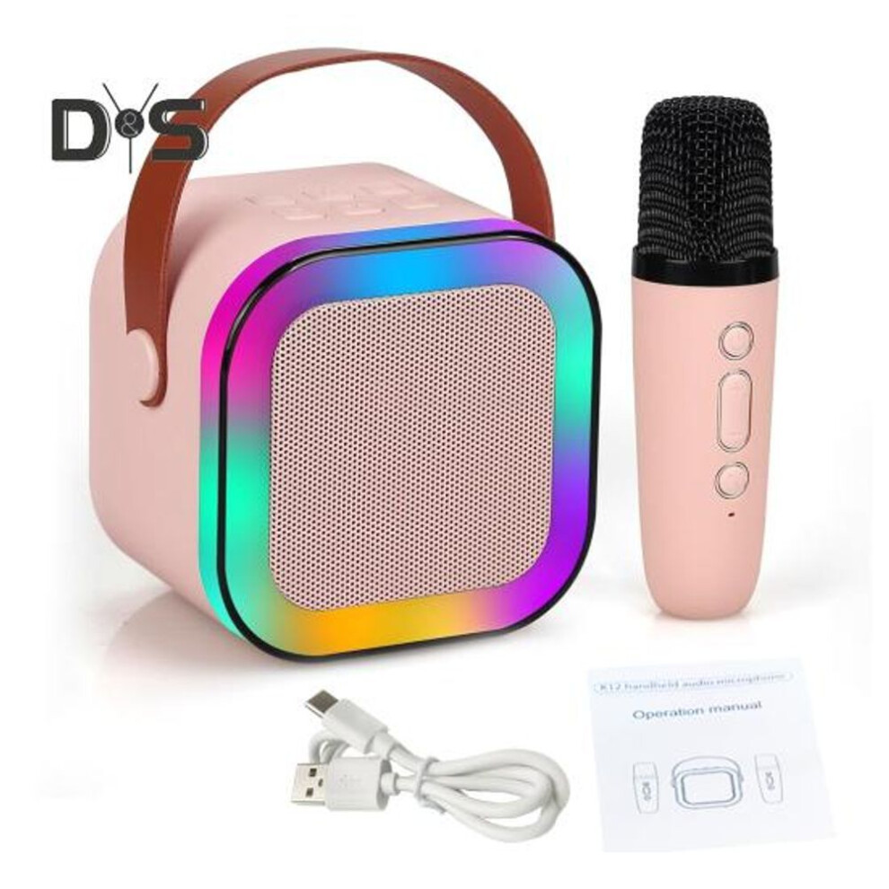 (pink, 1pc) Bluetooth-compatible Mini Karaoke Machine With Microphone 5 Sound Effects High Power Compact Portable Karaoke Speaker Set