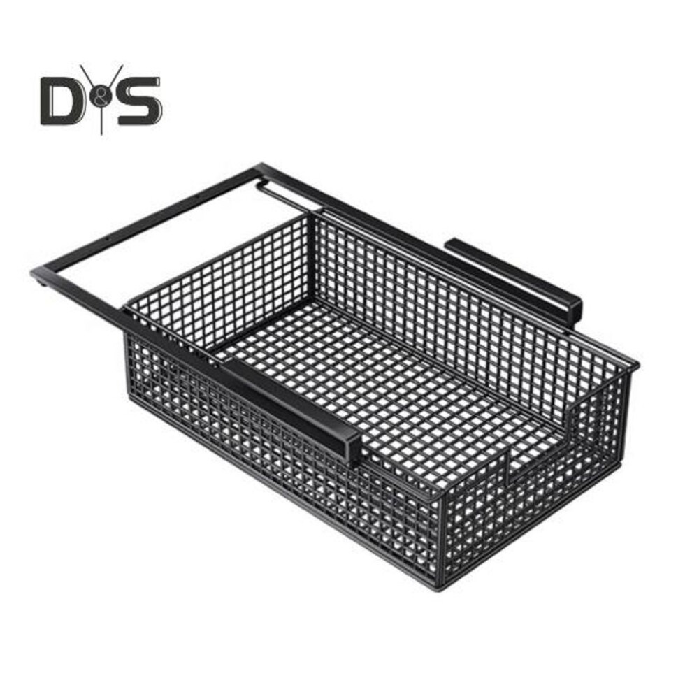 (black) Hanging Pullout Drawer Rustproof Corrosion Resistant Large Capacity Sliding Under-Shelf Accessories Storage Bin