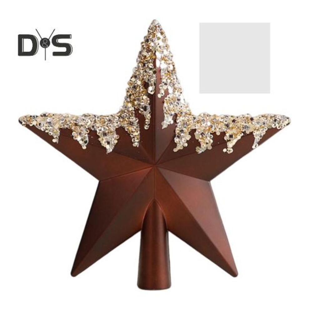 (coffee) Christmas Star Tree Topper Decoration Glittery Star Treetop Ornament for Trees Garland Tabletop Holiday Decor