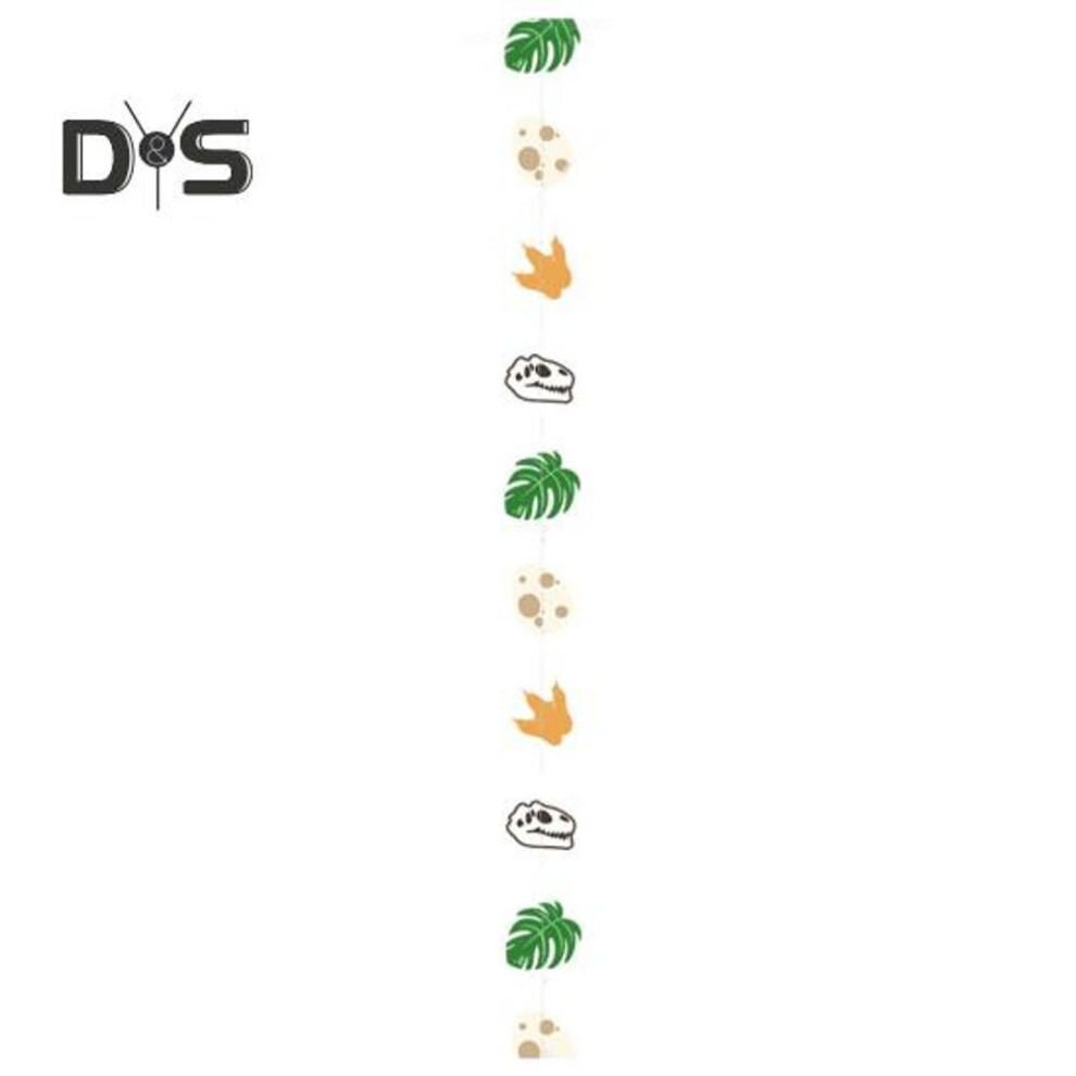 (as the picture, 2M) Dinosaur Party Decorations 2m/3m Dino Garlands Backdrop Hanging Banner Garlands Paper Palm Leaves String Decor For Boy Jungle Theme Birthday Party