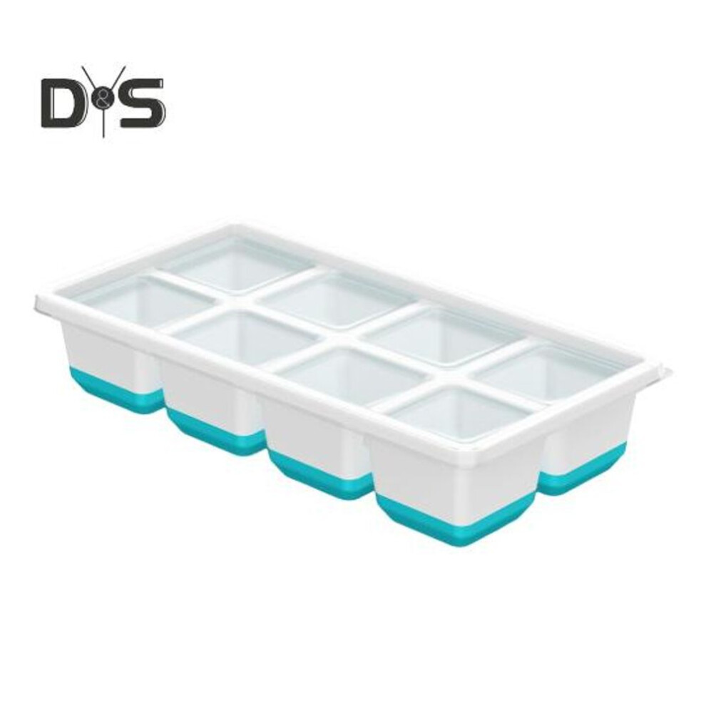 (blue, 1pc) 1/2pcs Large Ice Cube Mold With Lid Bpa Free Silicone Tray For Freezer Easy-release Stackable Big Square Ice Cubes For Whiskey Cocktails Coffee