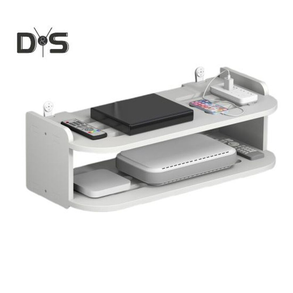 (as the picture, B) Wall Hanging Shelf Router Power Strip Organizer Double-layer Design Strong Load-bearing Easy Installation Floating Rack Wall Mount Holder