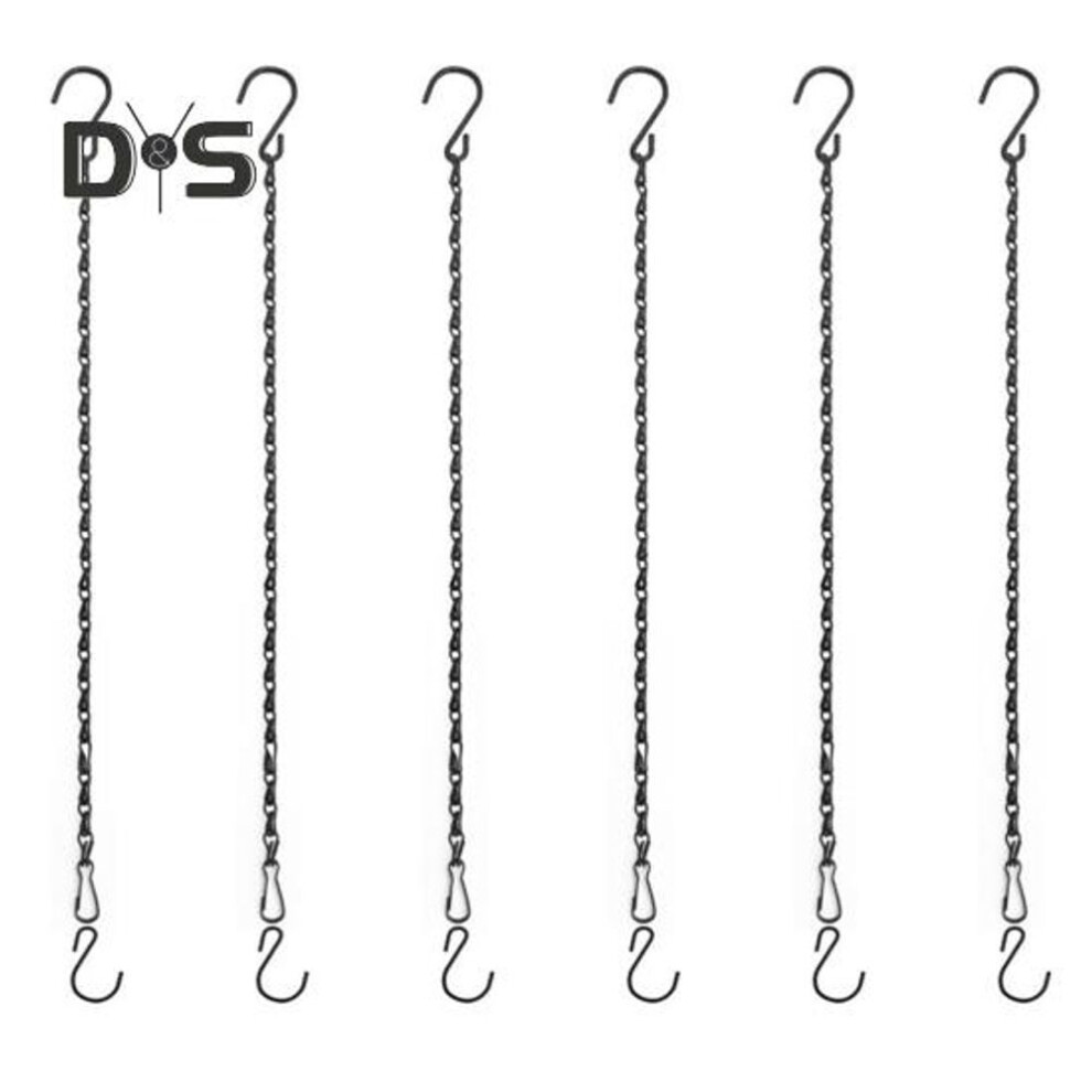 (as the picture, L 6pcs) 6/12 Pcs Chain For Hanging Plants Metal Chains With S Shape Hooks Adjustable Chain For Hanging Planter Bird Feeder Lantern