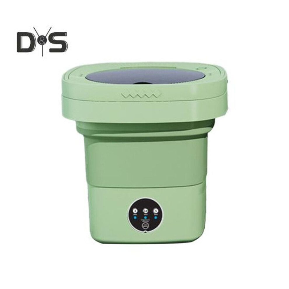 (green) 7L Folding Washing Machine Low Noise High-Frequency Stain Removal Compact Portable Design Baby Clothes Laundry Washer