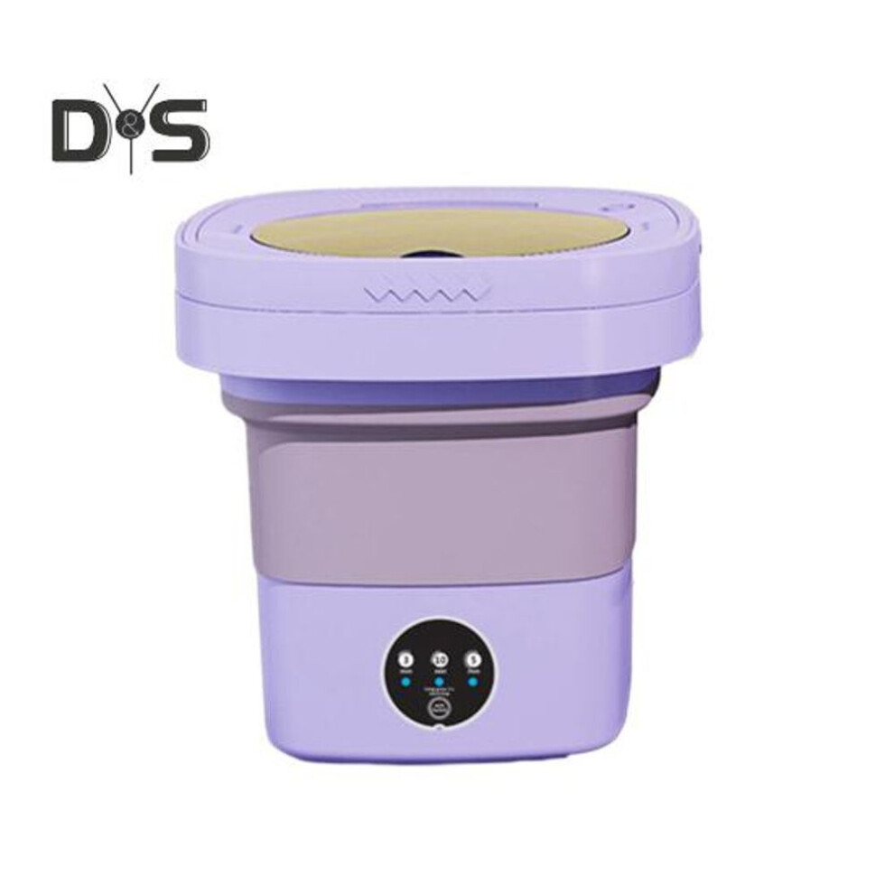 (purple) 7l Folding Washing Machine Low Noise High-frequency Stain Removal Compact Portable Design Baby Clothes Laundry Washer