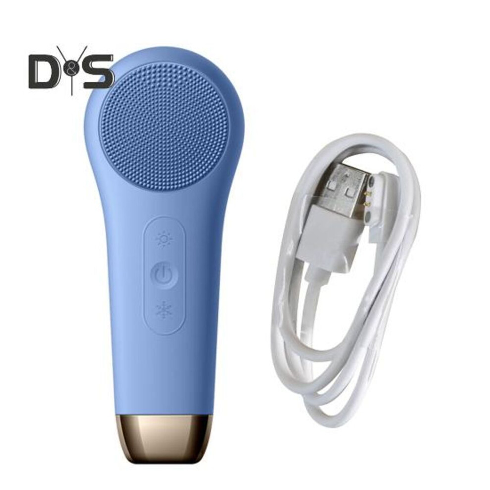 (blue) Facial Cleansing Brush Exfoliating Face Scrubber Ipx7 Waterproof Rechargeable Gentle Vibration Face Cleansing Brush Beauty Tool