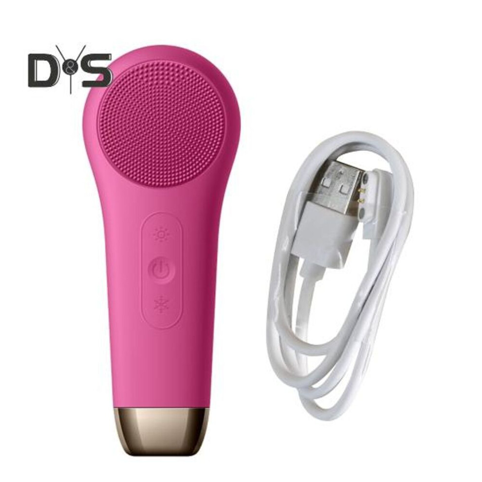 (hot pink) Facial Cleansing Brush Exfoliating Face Scrubber IPX7 Waterproof Rechargeable Gentle Vibration Face Cleansing Brush Beauty Tool